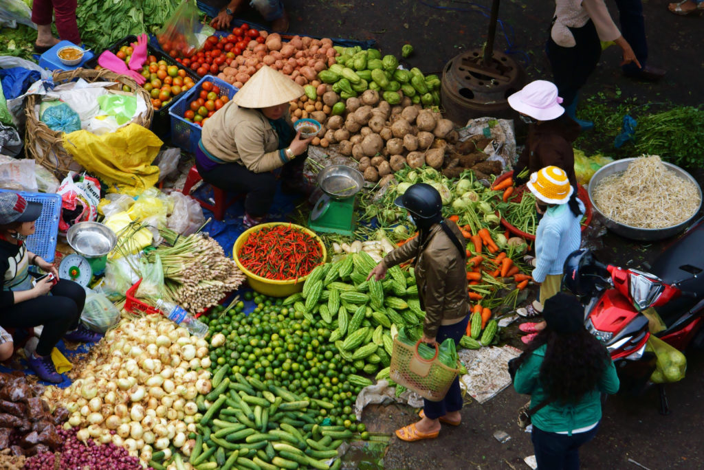Outdoor Farmer's Market in Vietnam